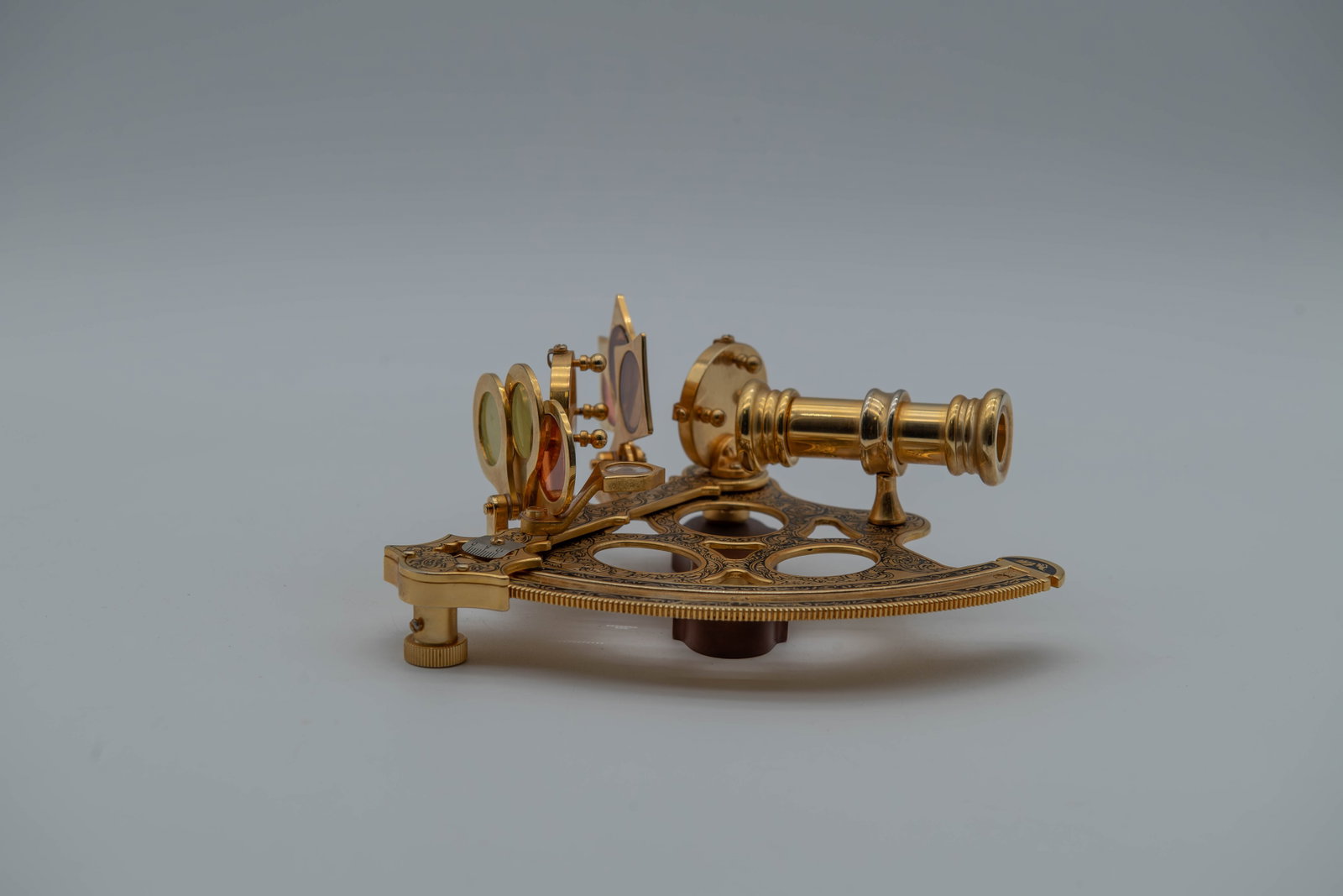Vintage Intricate Engraved Brass Decorative Nautical Sextant (1 of 9)