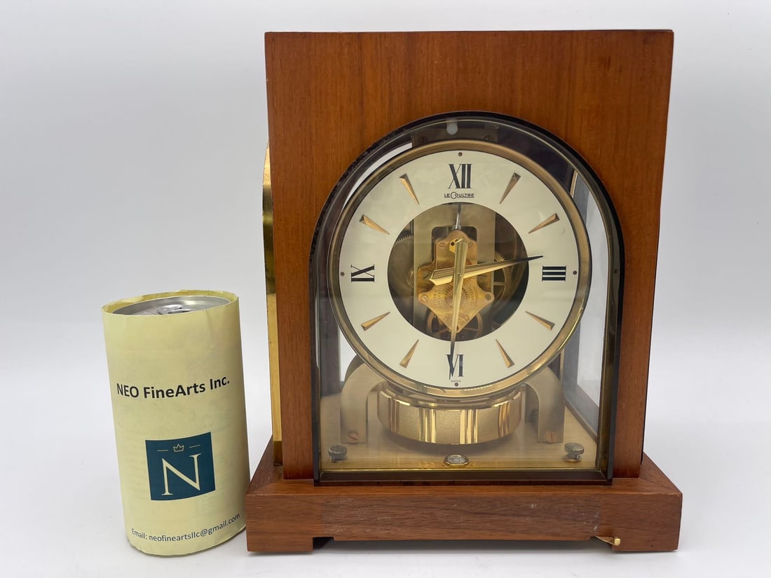 Serviced Vintage Jaeger-LeCoultre Atmos clock 15 Jewels, Mounted in Wooden Case, Made in Switerland - 7