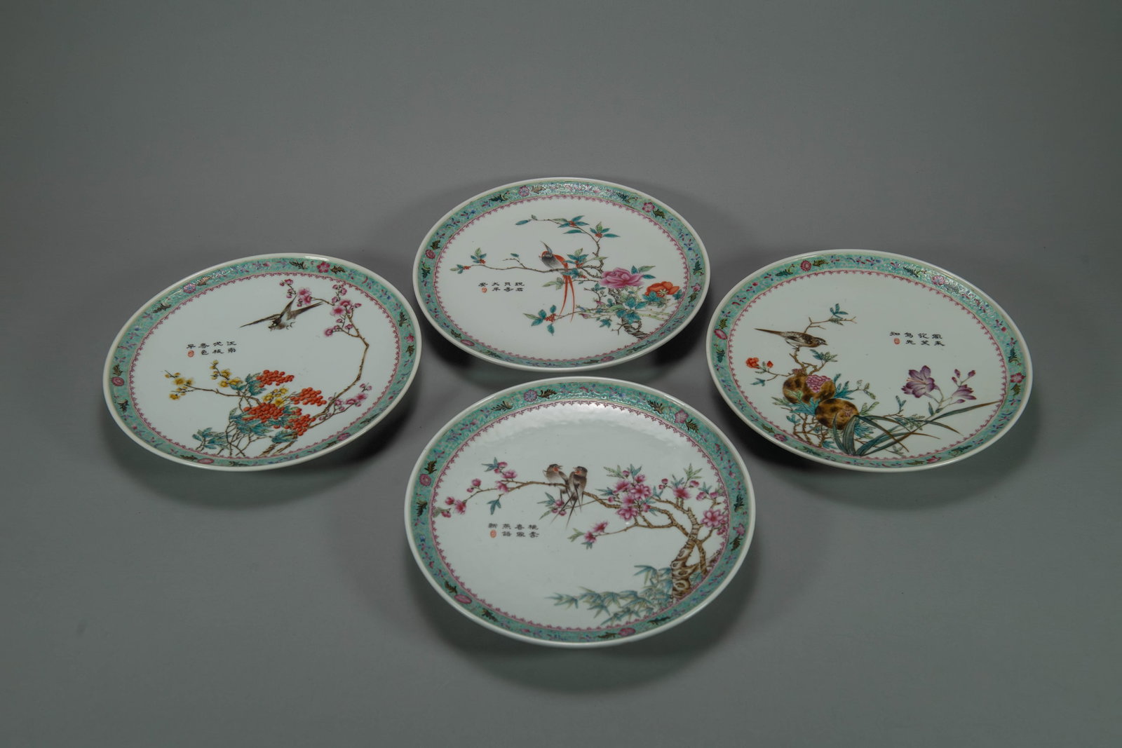 Lot of 4 Large Vintage Chinese Hand-Painted Famille Rose Porcelain Wall Art Plates, Decorated In (1 of 7)