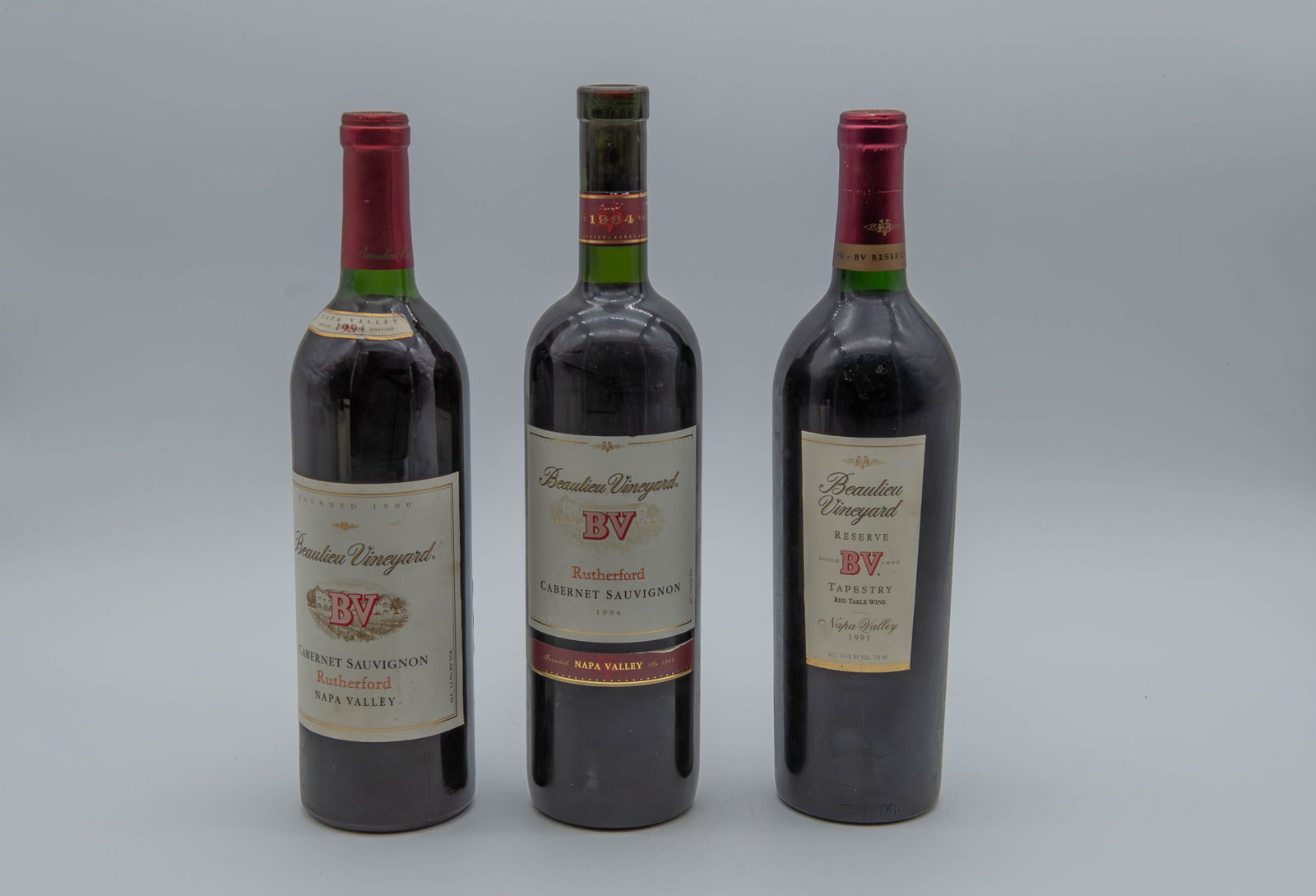 Lot of 3 1993 & 1994 Beaulieu Vineyard (BV) 750ml, Fully Sealed (1 of 6)