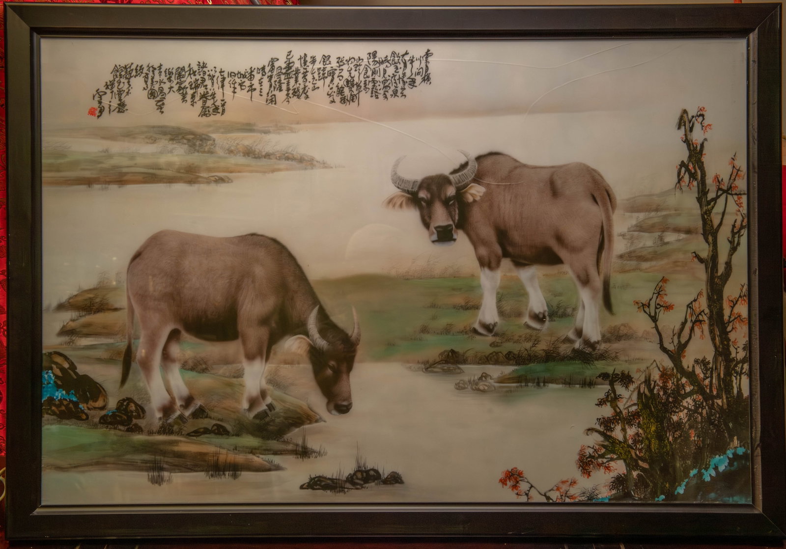 Decorative Wall-Mounted Light Box w/A Chinese Ink Wash Print, Artist 義雲高 (Dorj (1 of 9)