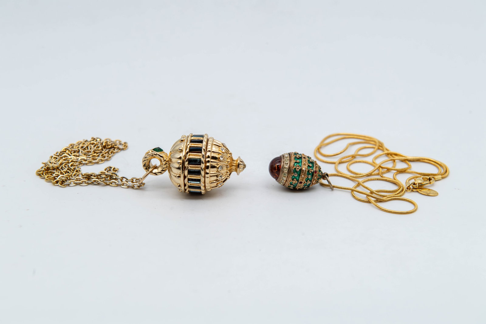 Two Vintage Gold-Tone Faberge-Style Eggs Pendant Necklaces (1 of 5)