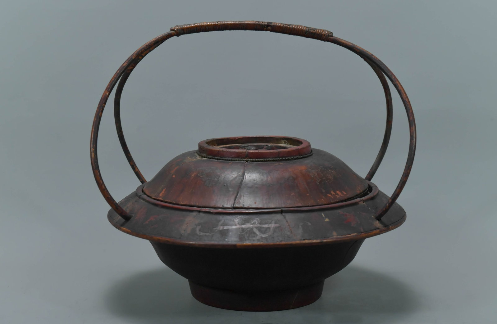 Antique Chinese Carved & Painted Wooden Wedding Basket (1 of 6)
