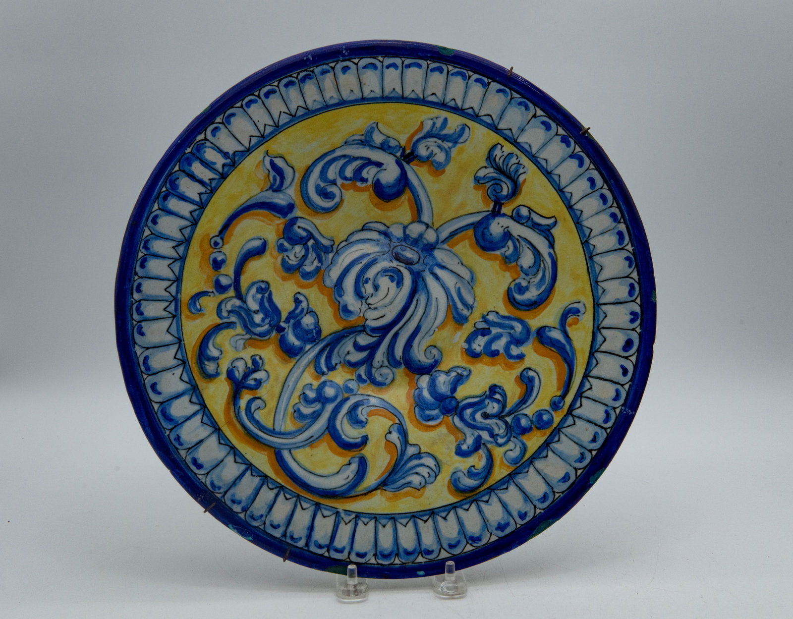 Antique Handcrafted Italian Majolica Floral Talavera Ceramic Plate (1 of 6)
