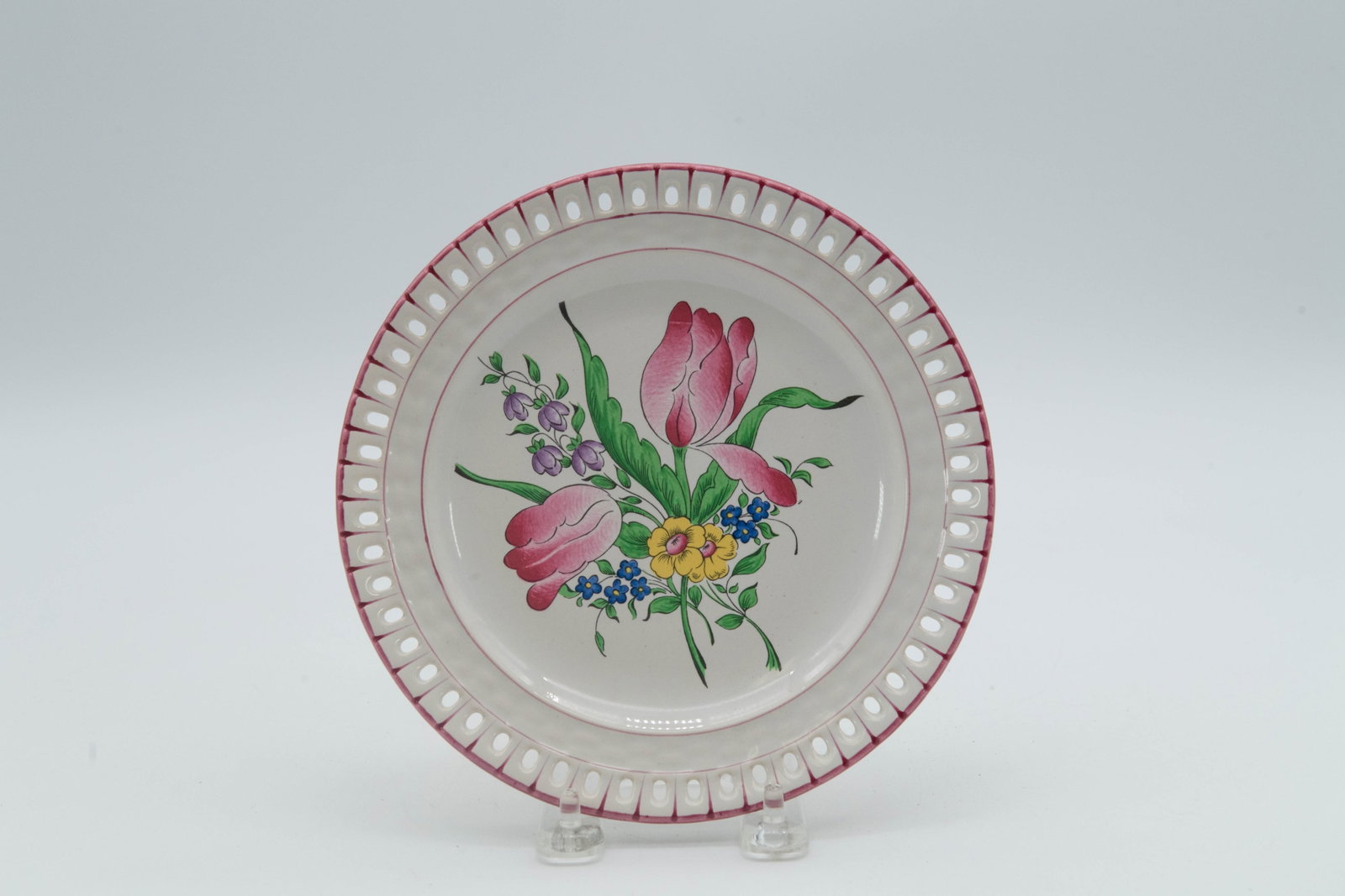 France Luneville Floral & Pierced Edge Design Plate (1 of 6)