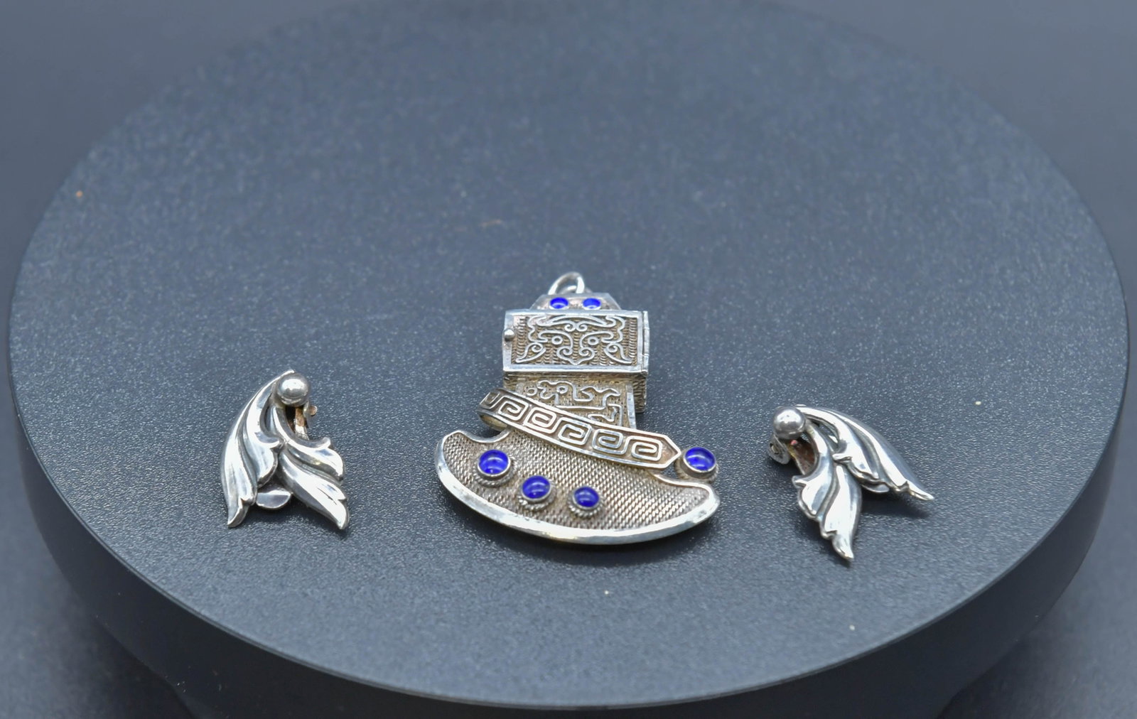 Group of 3 Vintage Sterling Silver & Blue Stone Filigree Pendant & JOHNL Denmark Sterling Silver (1 of 9)