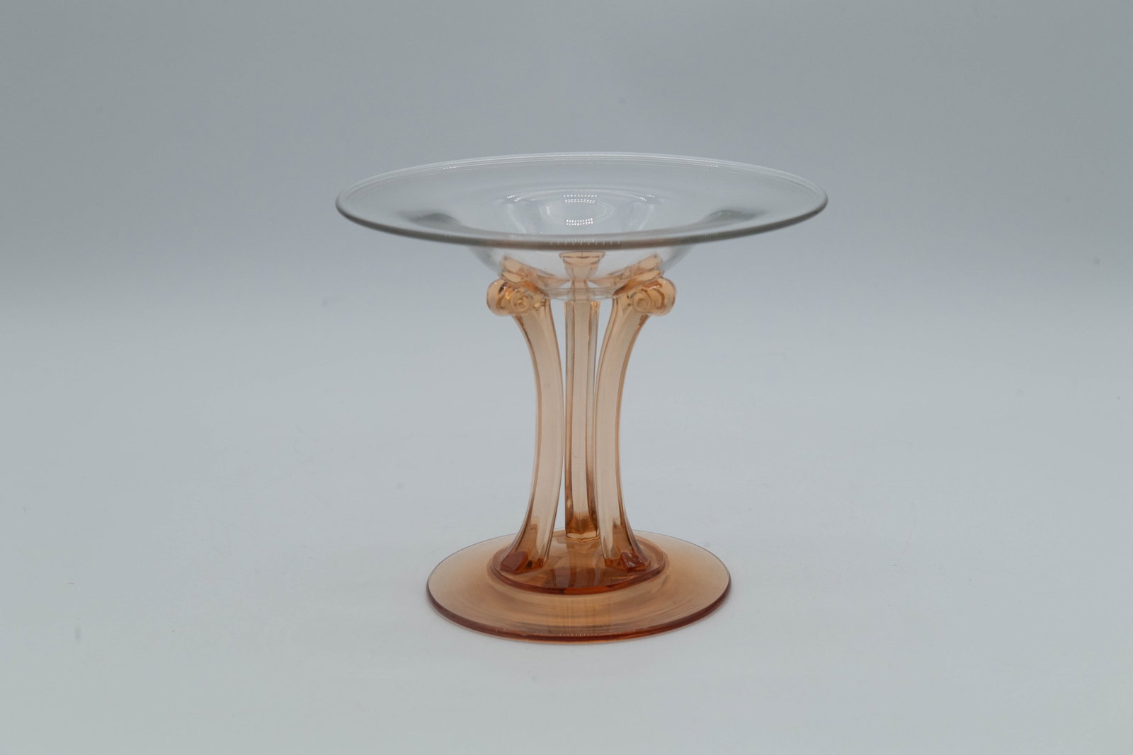 Vintage Amber-Colored Art Glass Compote Designed w/3-Column Base (1 of 6)