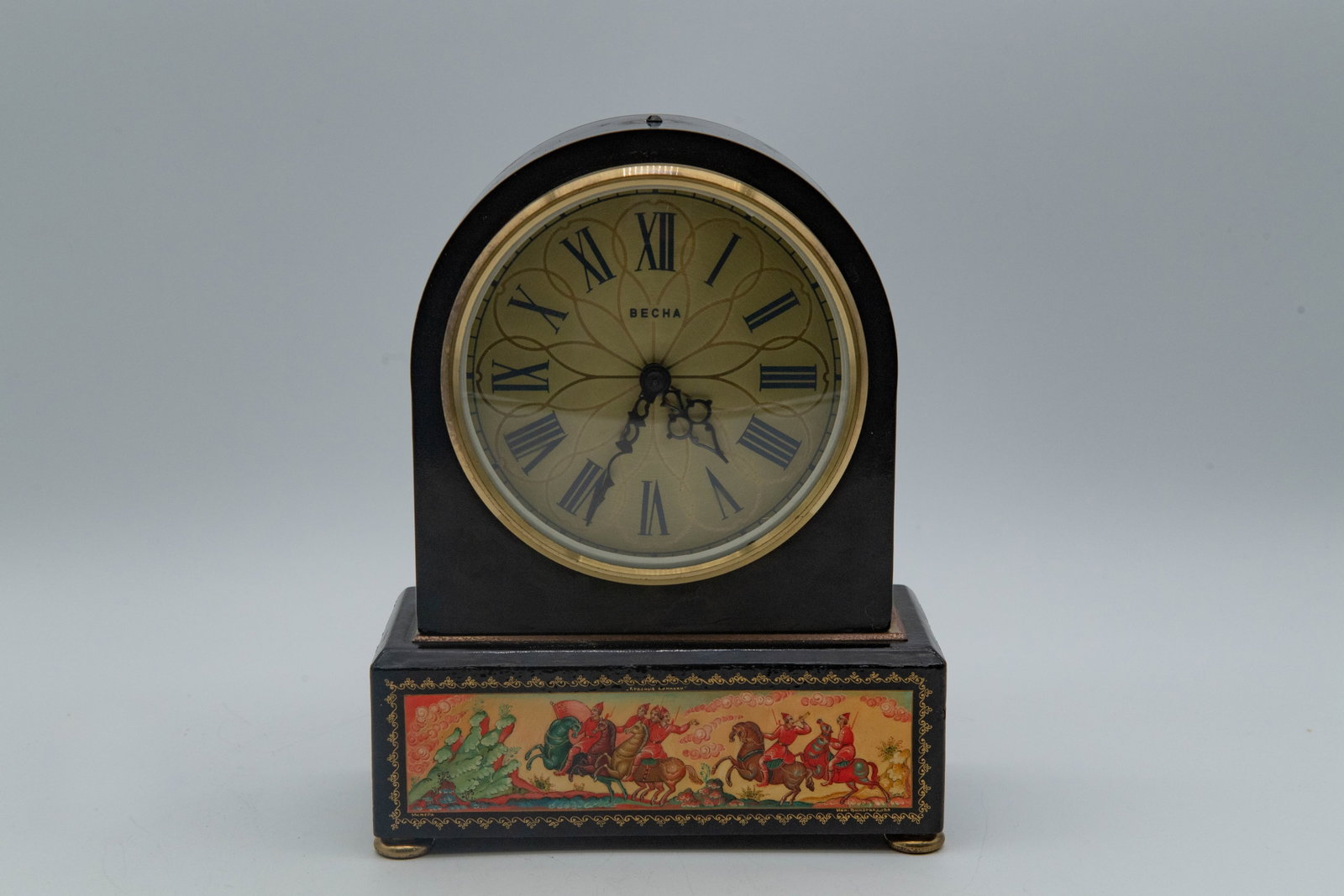 Vintage BECHA (Russian) Mantel Clock w/Hand-Painted Base (1 of 6)