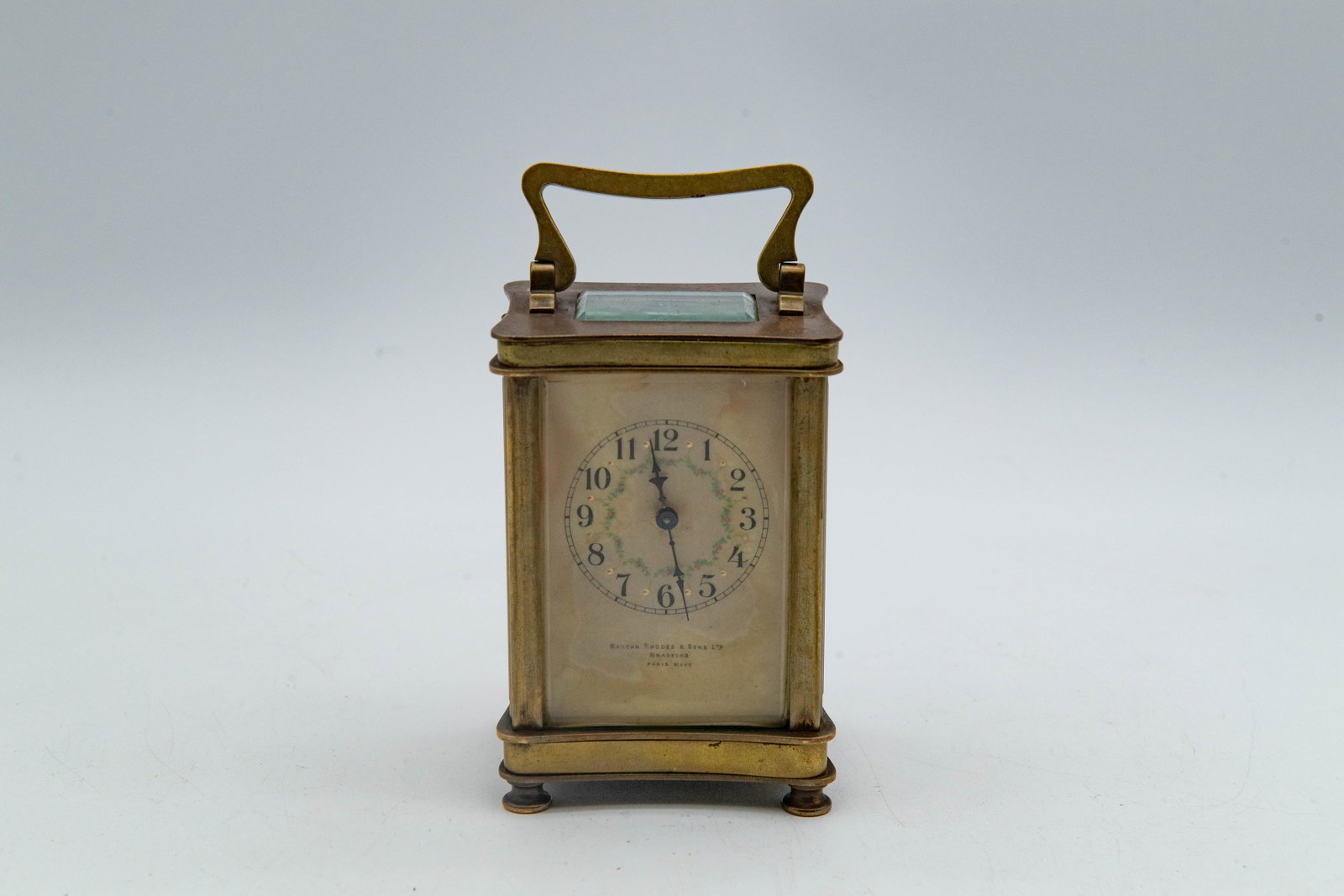 Vintage/Antique Brass Carriage Clock by Mancah Rhodes & Sons Ltd. BRADFORD, PARIS (1 of 7)