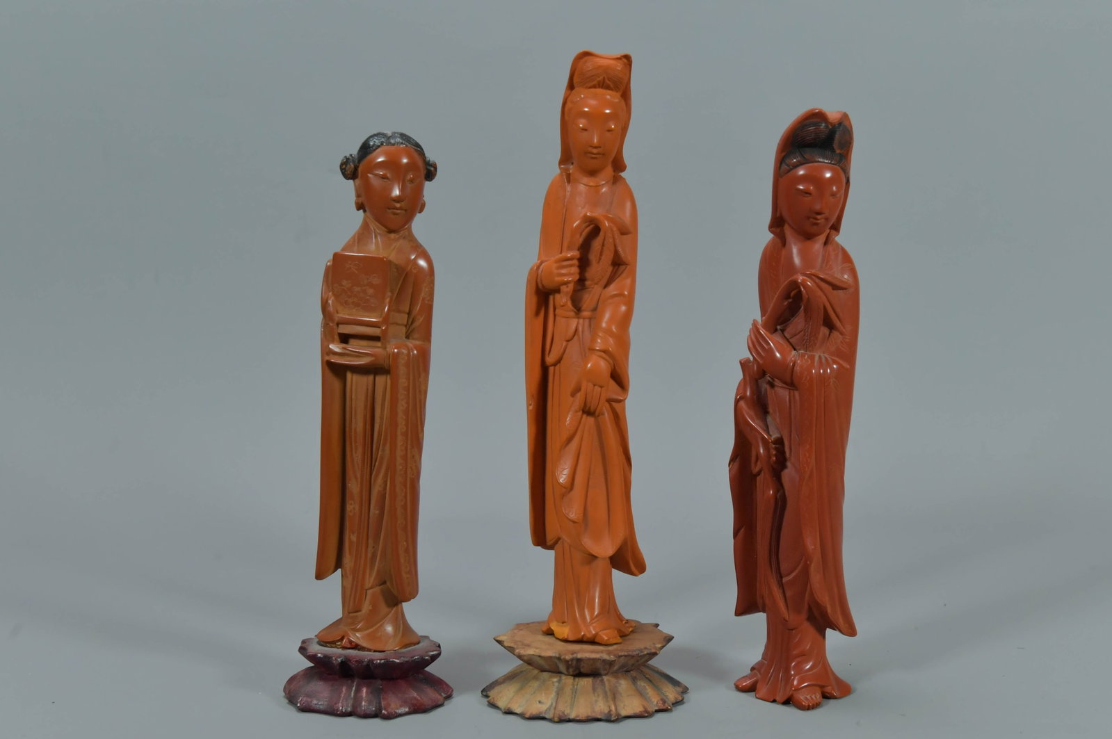 Group of 3 Vintage Chinese Hand-Carved Bakelite Figurines Statue (1 of 6)