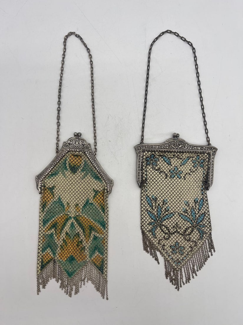 Lot of 2 Vintage MANDALIAN MFG Co. Enameled Metal Mesh Purses (1 of 8)