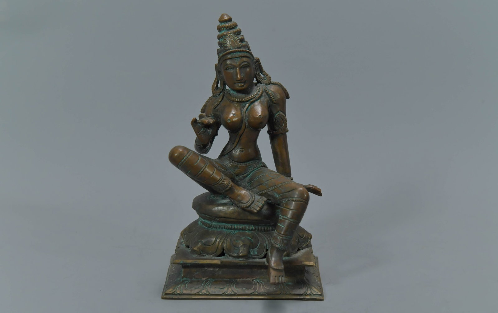 Vintage India Bronze Goddess Parvati Sculpture (1 of 6)