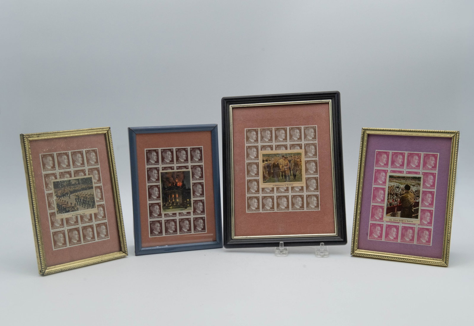 Lot of 4 Framed 1940s-era German Postage Stamps (1 of 7)
