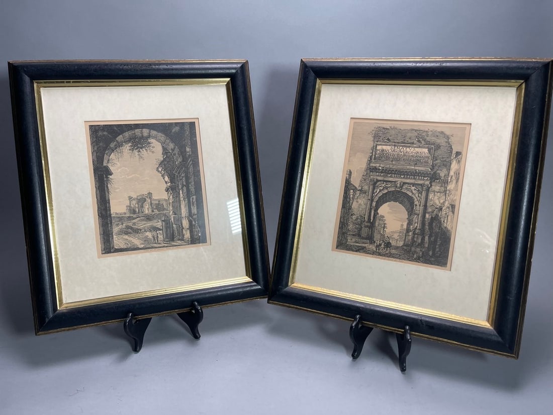 Lot of 2 Framed Vintage Etching Prints (1 of 7)