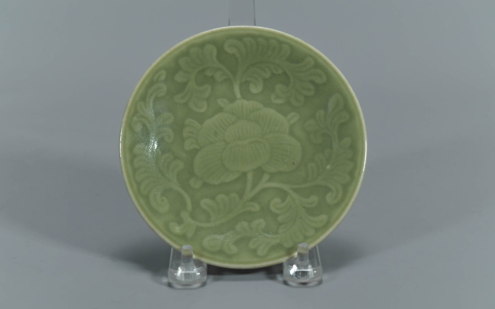 Chinese Green Glazed Yaozhou Floral Ceramic Plate (1 of 6)