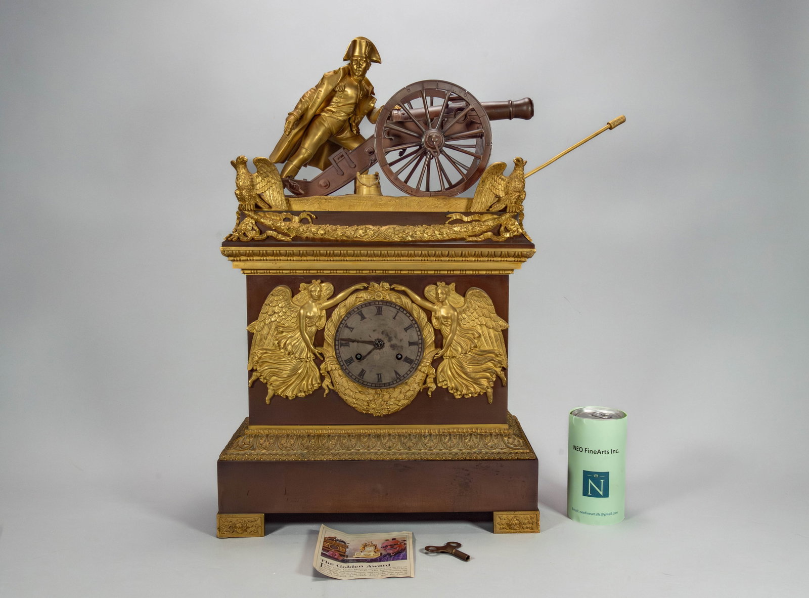 An Unique Impressive Antique French Gilt-Bronze Mantel Clock of Luxurious Design w/Figural Scene of - 9