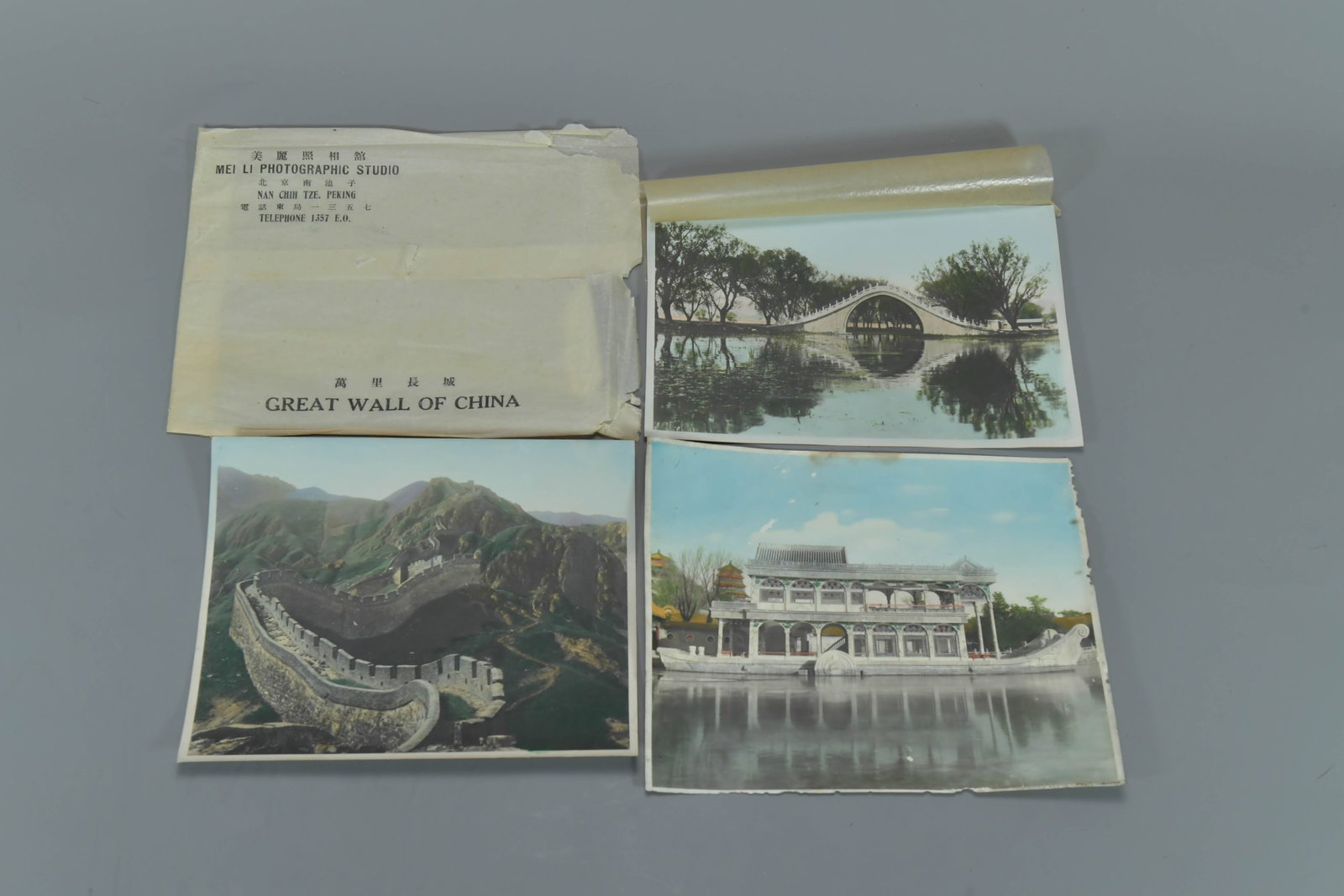 Lot of 3 Vintage Old China Photos - Summer Palace & Great Wall: Lot of 3 Vintage Old China Photos - Summer Palace & Great Wall, Mei Li Photographic Studio, Beijing