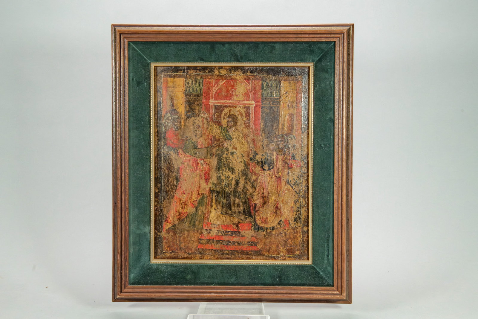 Framed Old Hand-Painted Russian Orthodox Wooden Icon Panel (1 of 6)