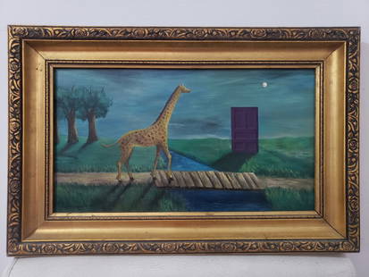 Gertrude Abercrombie (1909 - 1977) - oil on masonite - Shipping by DHL: Beautiful piece of Art, Painting by American Artist. Size: 12.8 x 20 inches .Technique: Oil on masonite. Provenance: Private Collection. The work has a stretcher and masonite in good condition. Execut