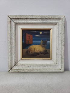 Gertrude Abercrombie (1909 - 1977) - oil on masonite - Shipping by DHL: Beautiful piece of Art, Painting by American Artist. Size: 8.8 x 8.8 inches .Technique: Oil on masonite. Provenance: Private Collection. The piece of Art is in good condition, without restoration.