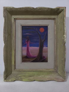 Gertrude Abercrombie (1909 - 1977) - oil on masonite - Shipping by DHL: Beautiful piece of Art, Painting by American Artist. Size: 13.5 x 11.4 inches .Technique: Oil on masonite. Provenance: Private Collection. The piece of Art is in good condition, without restoration. E