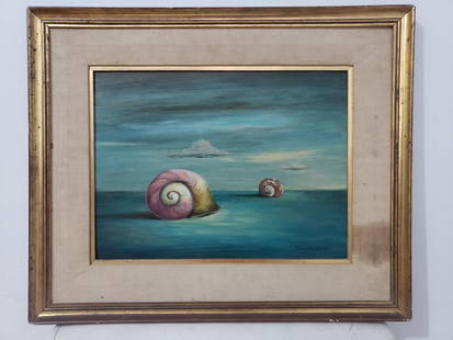 Gertrude Abercrombie (1909 - 1977) - oil on masonite - Shipping by DHL: Beautiful piece of Art, Painting by American Artist. Size: 18.2 x 22.1 inches .Technique: Oil on masonite with frame. Provenance: Private Collection. The piece of Art is in good condition, without res