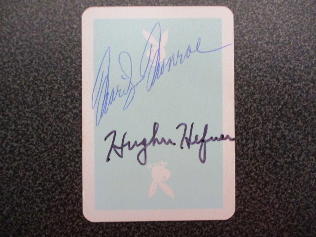 Marilyn Monroe/Hugh Hefner Dual Signed Playboy Playing Card (1 of 4)