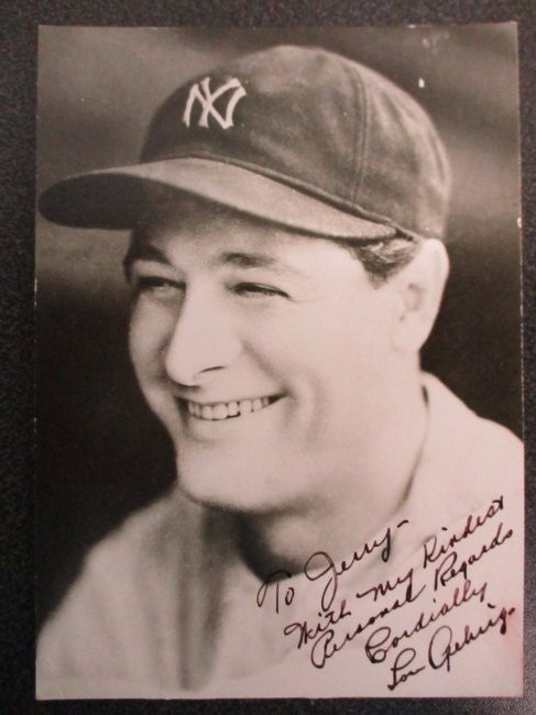 Lou Gehrig Signed Portrait Photograph 5” x 7” Inscribed (1 of 4)