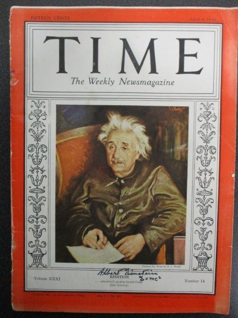 Albert Einstein Signed Cover of Time Magazine April 4, 1938 (1 of 4)