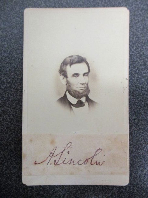 Abraham Lincoln CDV Card with Signed Cut Signature on the Card (1 of 5)
