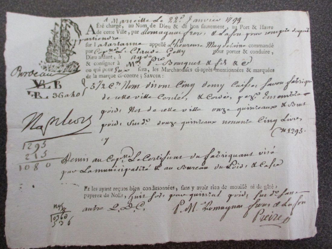 Napoleon Bonaparte Signed 1799 Ships Paper Full Document with COA (1 of 8)