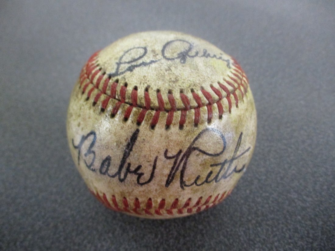 Babe Ruth Lou Gehrig Dual Signed Official American League Baseball (1 of 7)