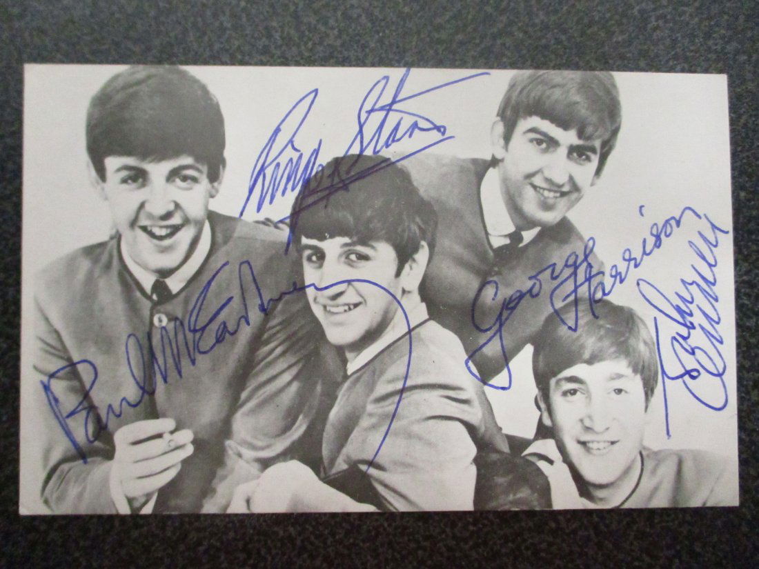 Beatles signed Penny Card - Signed by All 4 Beatles (1 of 7)