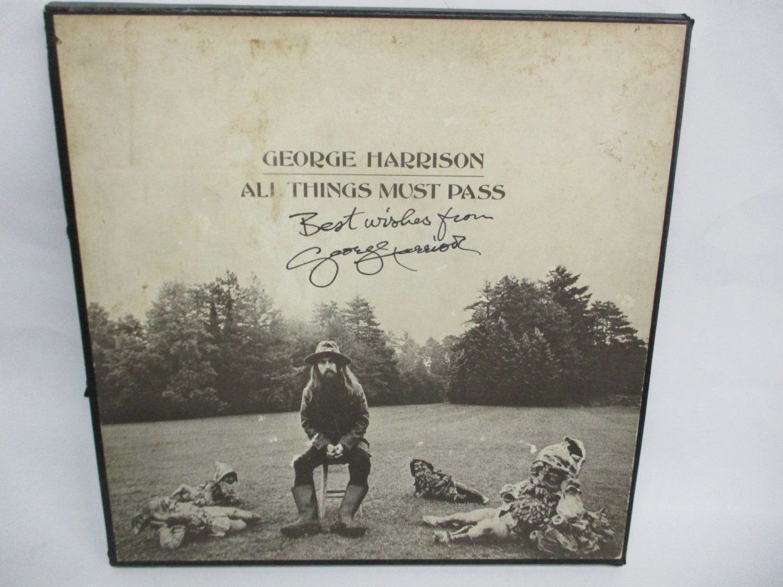 Rare George Harrison Autographed "All Things Must Pass" Album Cover with Certificate of Authenticity (1 of 5)