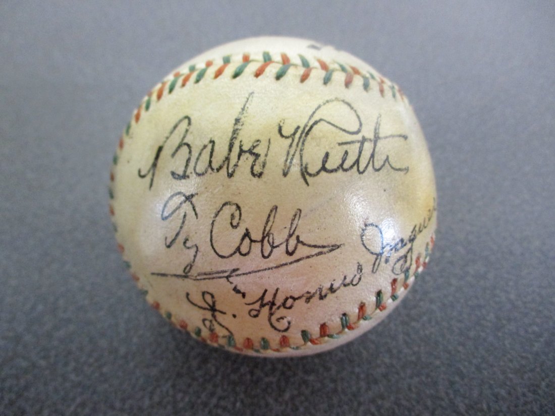 Legendary Trio Autographed Baseball - Babe Ruth, Ty Cobb, and Honus Wagner with COA (1 of 7)