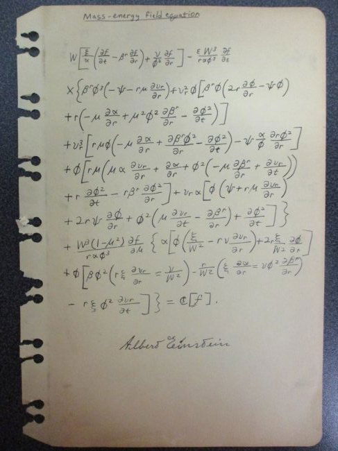 Albert Einstein Signed Mass-Energy Field Equation on Original Scrapbook Ledger Paper Rare Find (1 of 7)