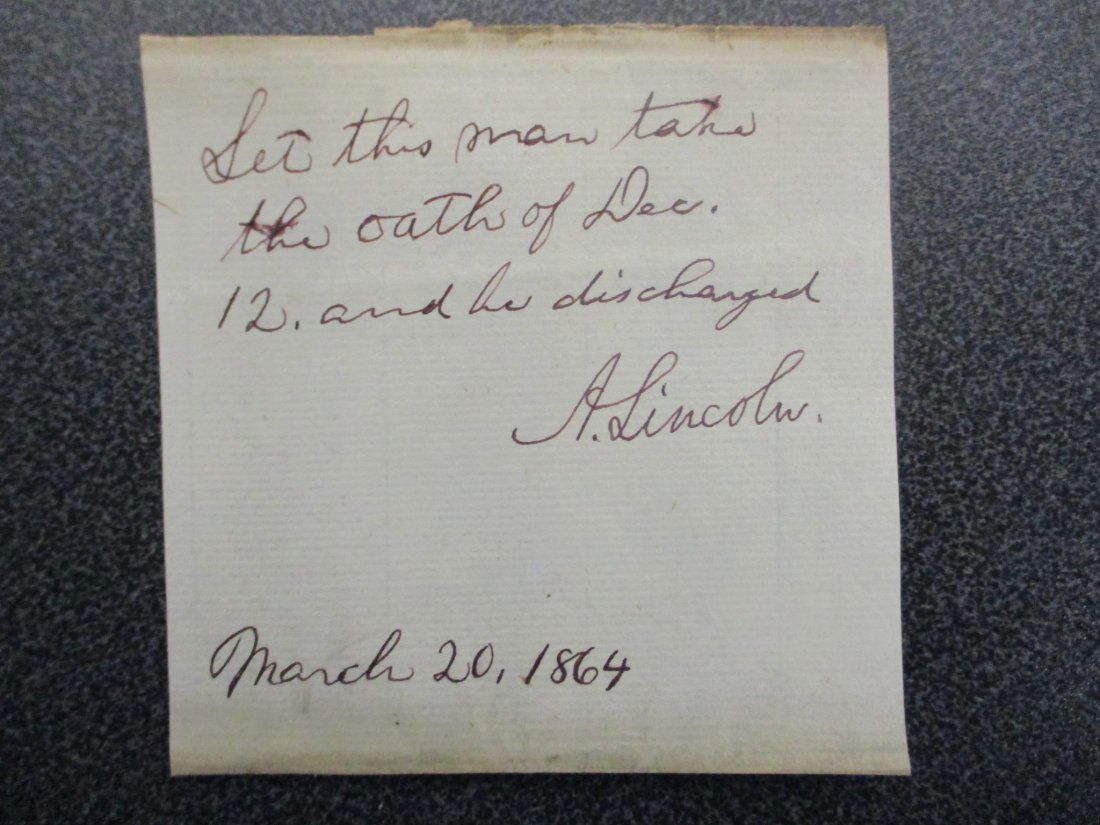 Abraham Lincoln Signed Military Discharge, March 20, 1864 w/ COA (1 of 6)