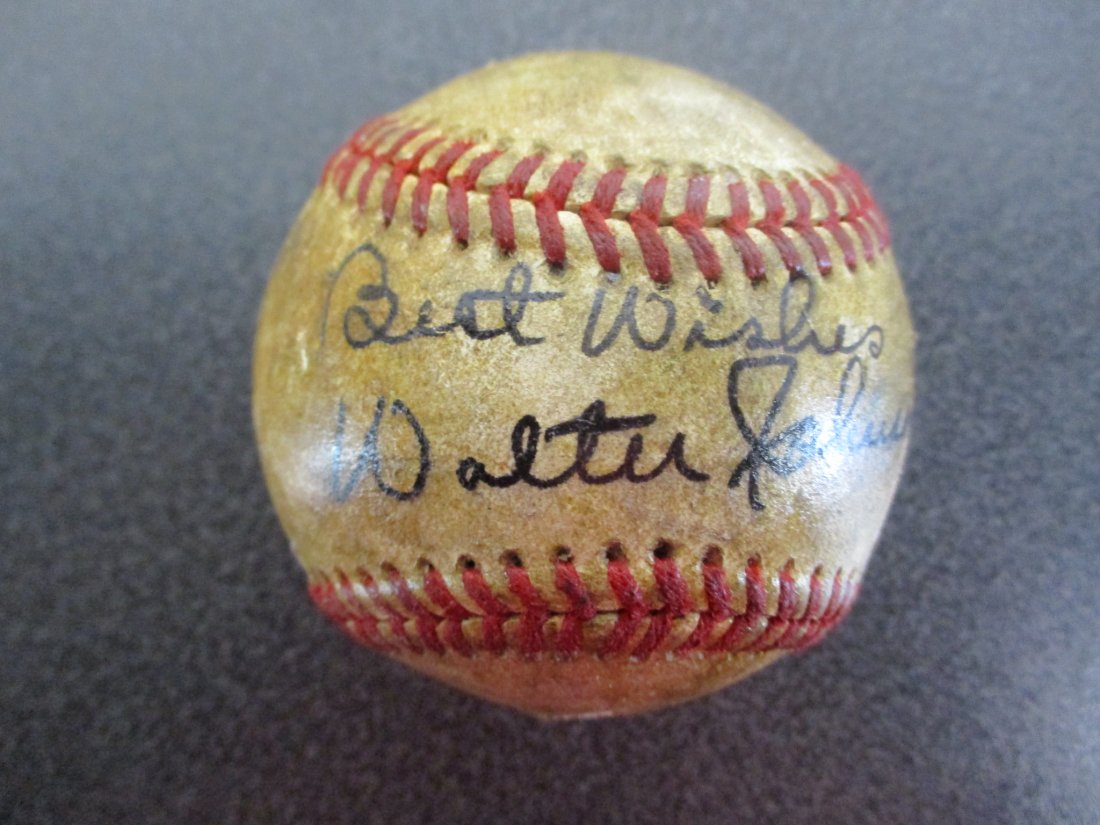 Walter Johnson Single Signed 1910s Red Stitched Baseball - A Pitching Legend's Signature (1 of 5)