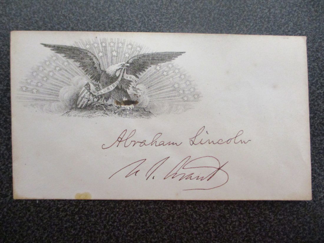 Commander-in-Chief Alliance: Abraham Lincoln and Ulysses S. Grant Signed Official Envelope with COA (1 of 6)