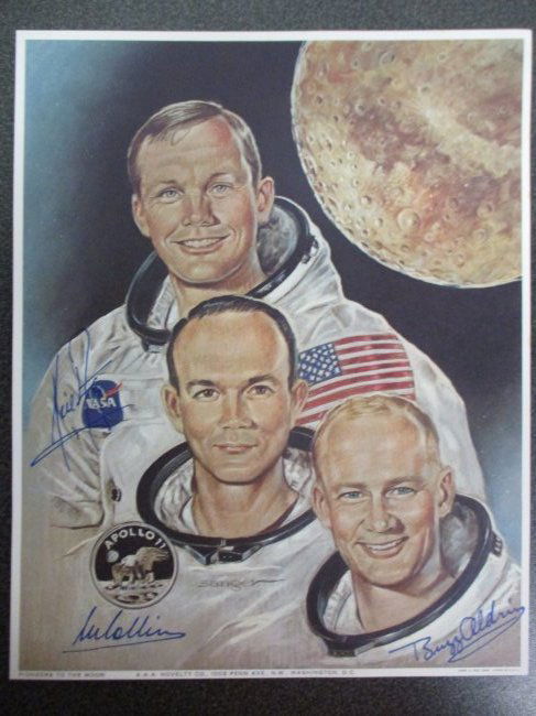Apollo 11 Lithograph Signed by Neil Armstrong, Michael Collins, and Buzz Aldrin w/ COA (1 of 8)