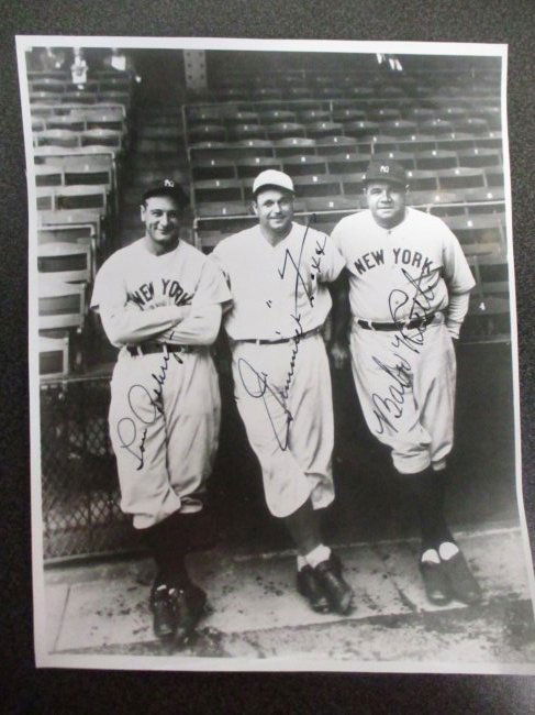 Babe Ruth, Lou Gehrig, and Jimmy Foxx Signed 1930's Photo  Baseball Legends United w/COA (1 of 8)