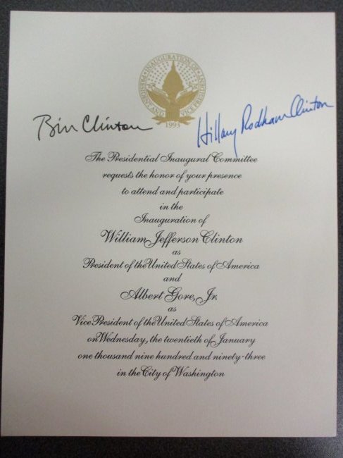 Presidential Legacy Commemorated: Bill and Hillary Clinton Dual-Signed Inaugural Invitation w/COA (1 of 8)