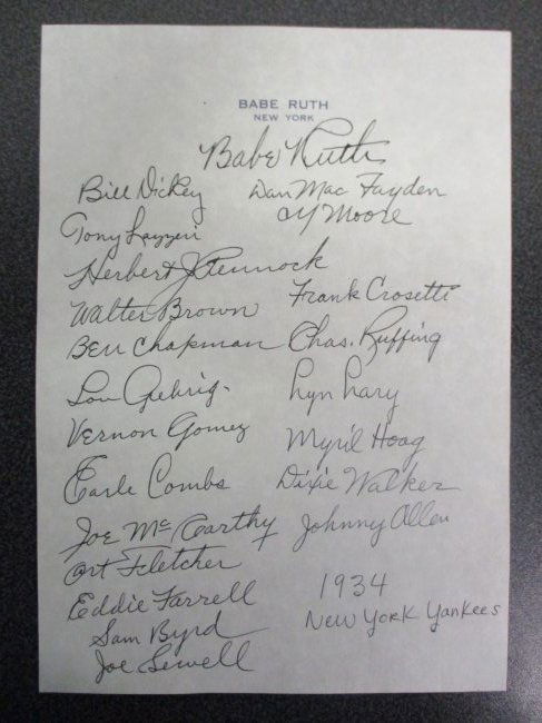 Legends Unite: 1934 New York Yankees Signed Letterhead by Babe Ruth and Team, Authenticated with COA (1 of 11)