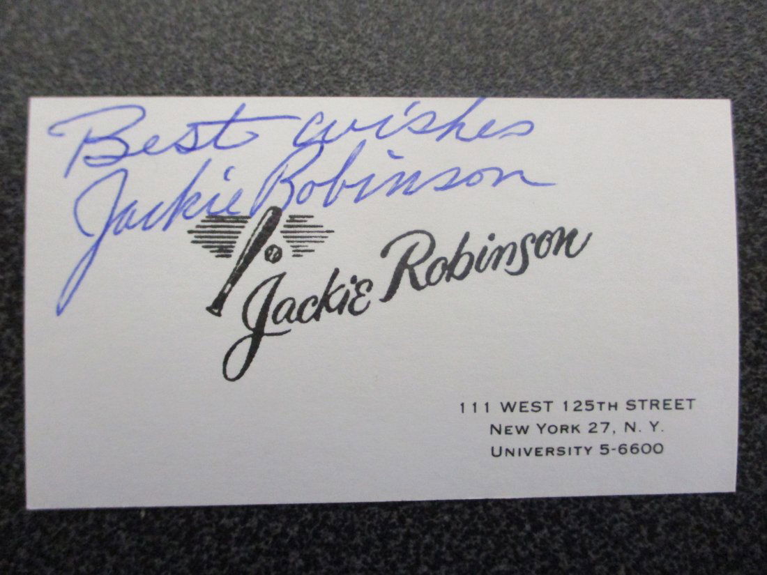Breaking Barriers: Authentic Jackie Robinson Signed Business Card with COA - A Symbol of Courage (1 of 5)