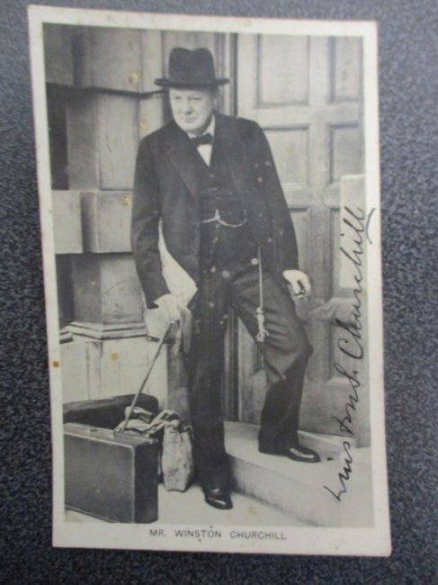 A Brush with History: Winston Churchill Signed Postcard Timeless Elegance and Signature Wisdom w/COA (1 of 6)