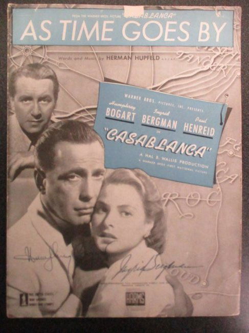 Humphrey Bogart & Ingrid Bergman Autographed 'As Time Goes By' Musical Lyrics - Timeless Casablanca (1 of 7)