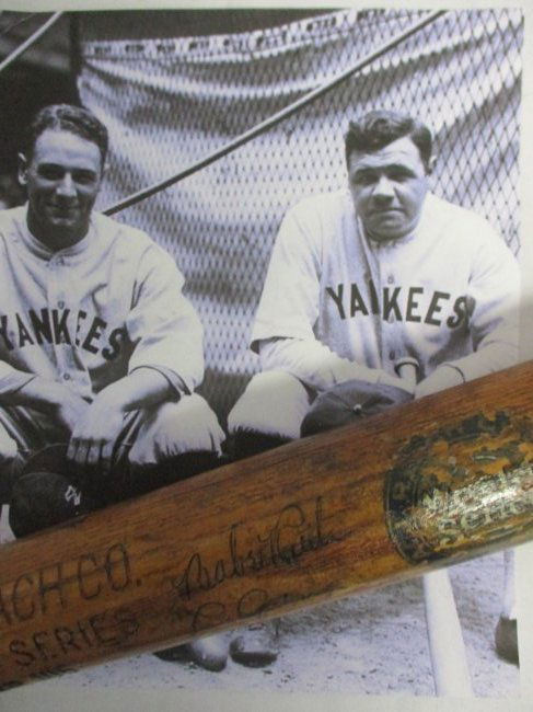 Babe Ruth and Lou Gehrig Autographed A.J. Reach World Series No. 105 Baseball Bat with COA (1 of 6)