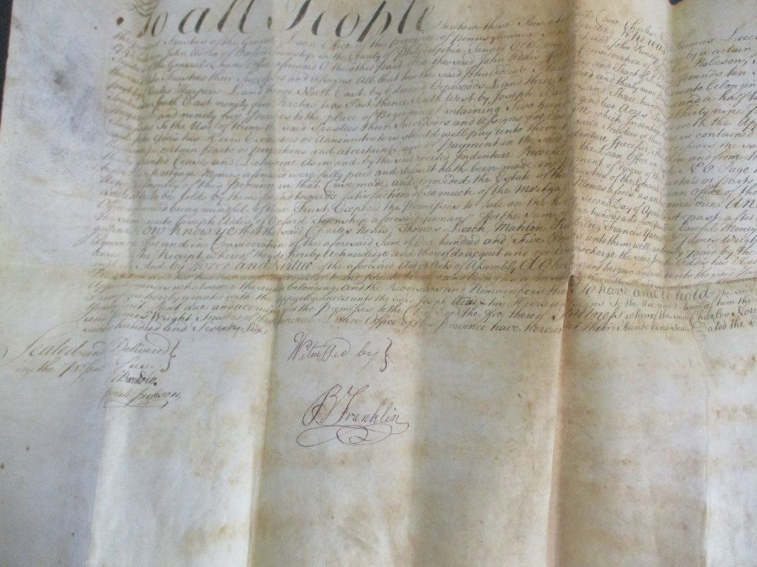 Ben Franklin Signed Document from June 11, 1776, with COA, Historical Treasure (1 of 7)