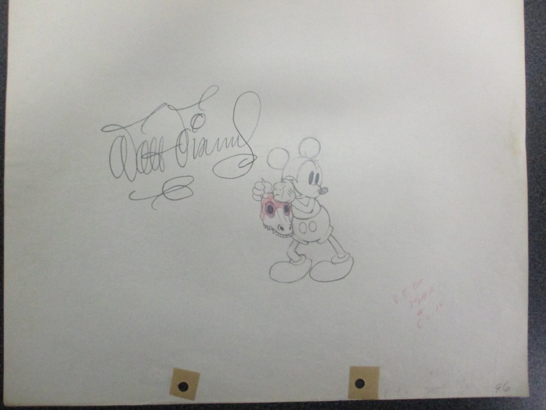 Walt Disney Signed Sketch of Mickey Mouse personally sketched from his scrapbook with a COA (1 of 3)