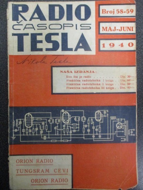 Nikola Tesla Signed Publication, Radio Tesla with COA (1 of 3)